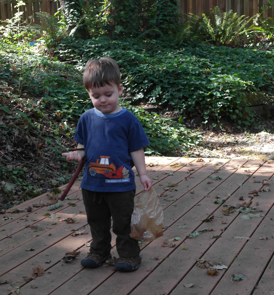 September 24, 2010 - Peter is carrying a leaf blower.