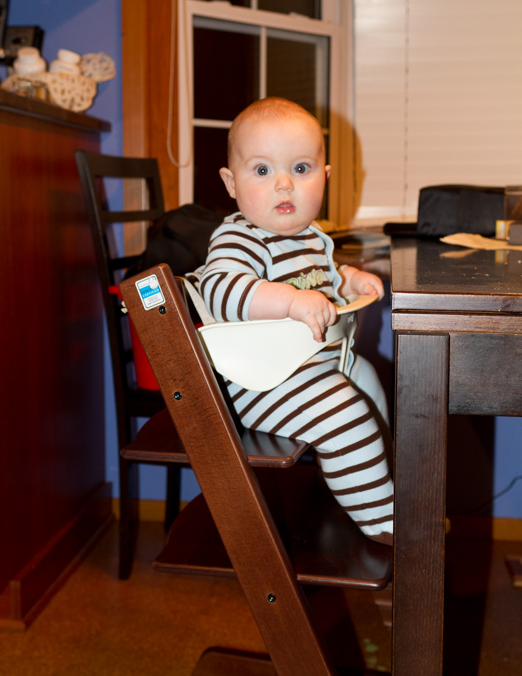 January 11, 2011 - First meal in Simon's chair - seems to fit