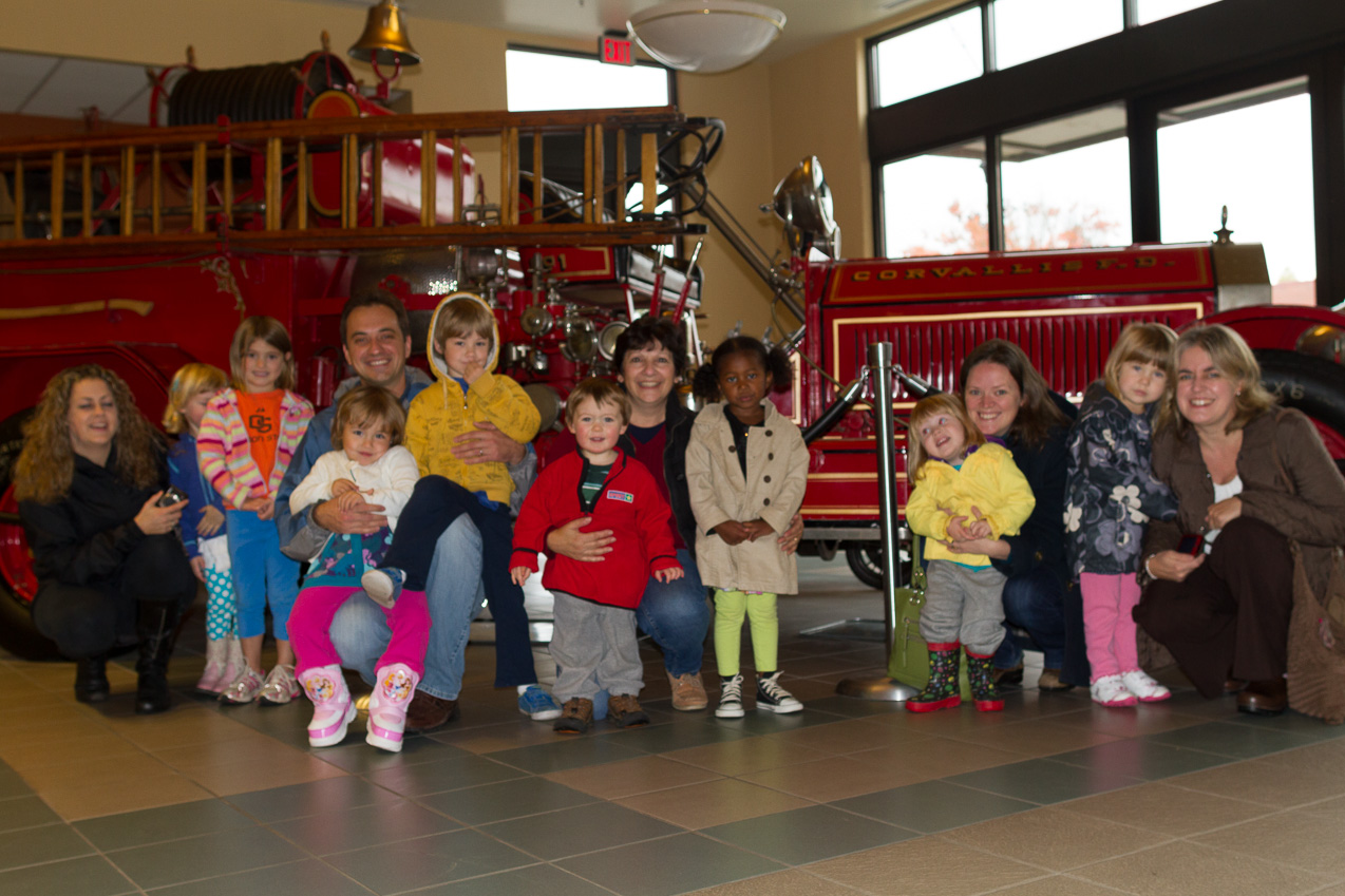  October 26, 2012 - Simon with Barbara (Trees in the Field), visiting a fire station.