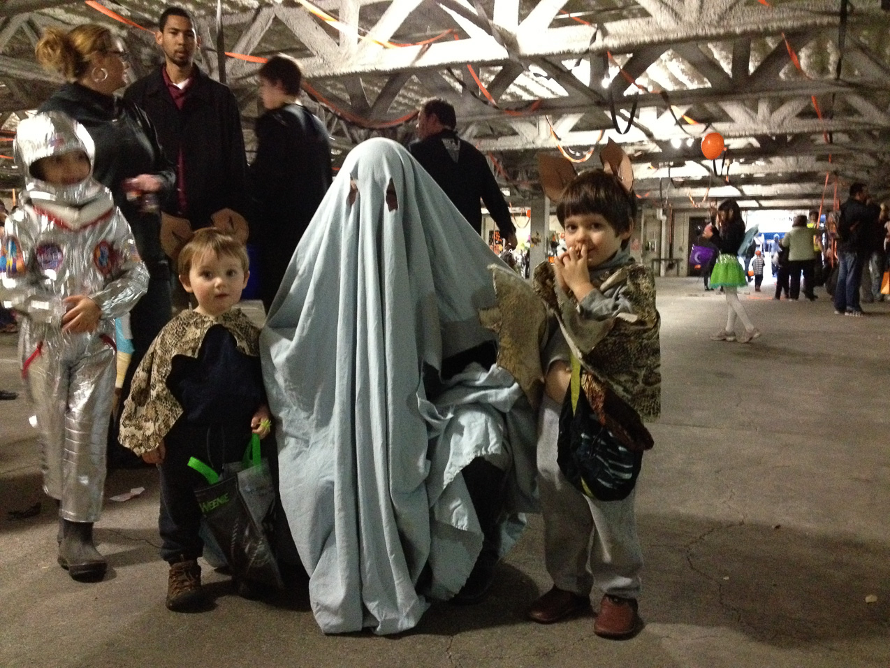  October 31, 2012 - Daddy says boo. The boys are bats.